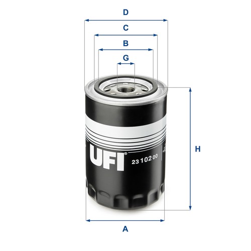 Filtro olio ufi 102 per - filtro, 23.102.00